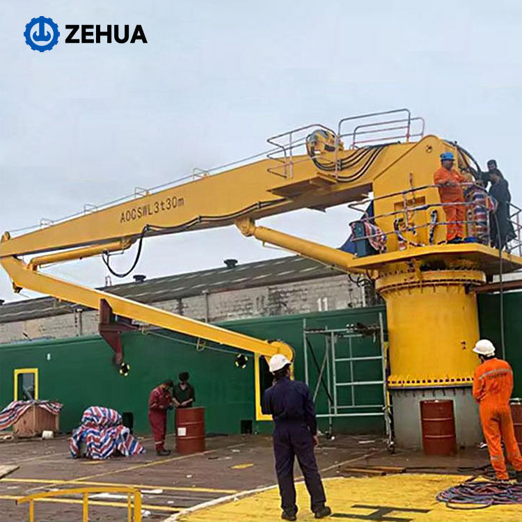 Zehua Deck Crane Sheave 5 Ton Ship Crane Marine Hydraulic Marine Boat Mini Crane