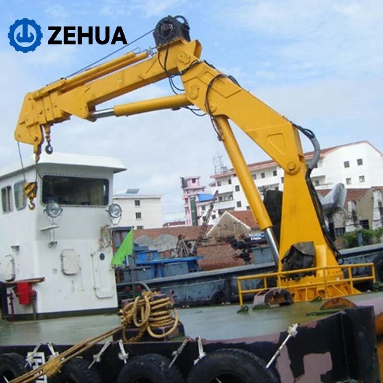 Zehua Factory 5-30 Ton Hydraulic Marine Deck Crane | Knuckle Boom Boat Ship Vessel Cargo Crane 30m Lifting Height