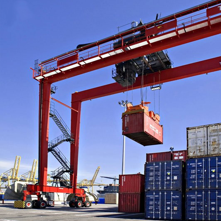 High Quality Rubber Tyre Container Gantry Crane 20ton 30ton 100ton 40ft Container Lifting Remote Control